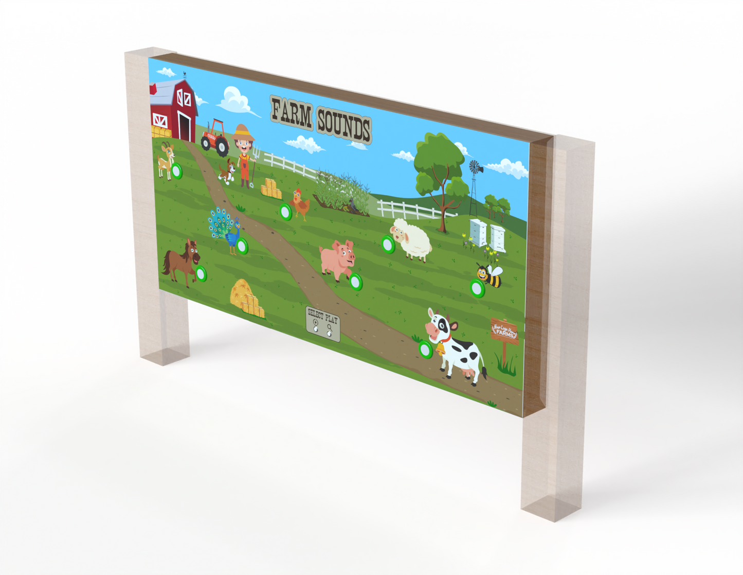 Computer design render of the barnyard sound board