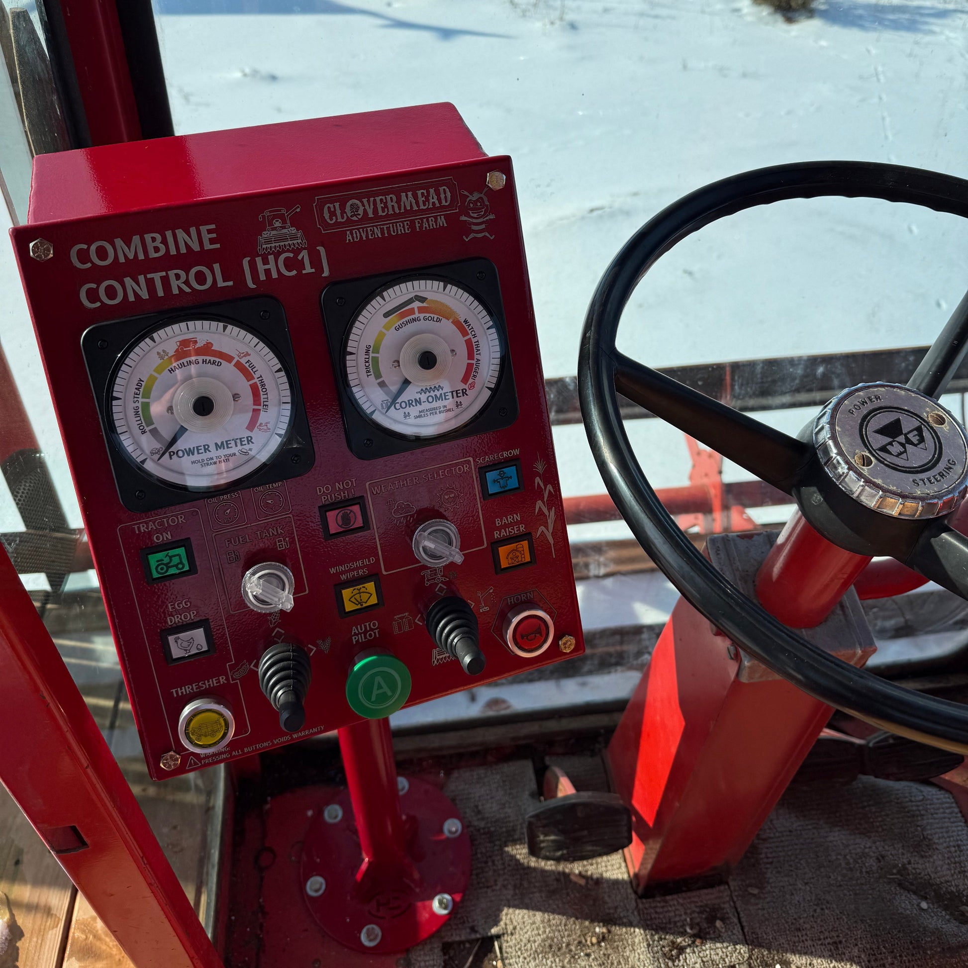 Harvest control console installed in combine cab